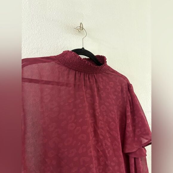 Torrid  Abbey Chiffon Red short ruffle sleeves Top Plus Size 2X - Picture 3 of 5